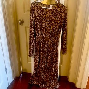 Midi Leopard Print Dress sz 12